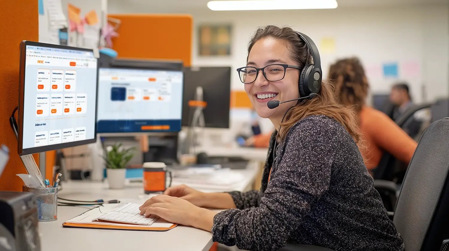 Servicedesk medewerker in kantoor